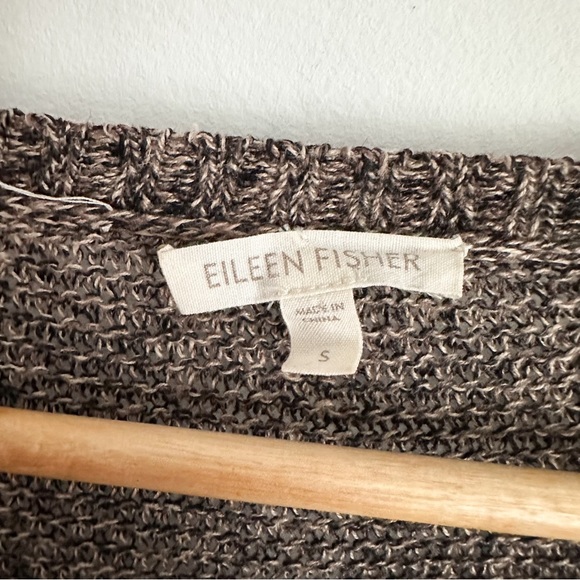 Eileen Fisher black and tan linen blend knit sweater - Picture 3 of 5